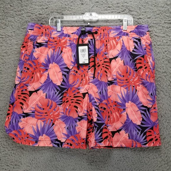 CSG Swimwear Mens 2XL Pink Nylon Fiji Field Drawstring Trunks NWT - Picture 1 of 14